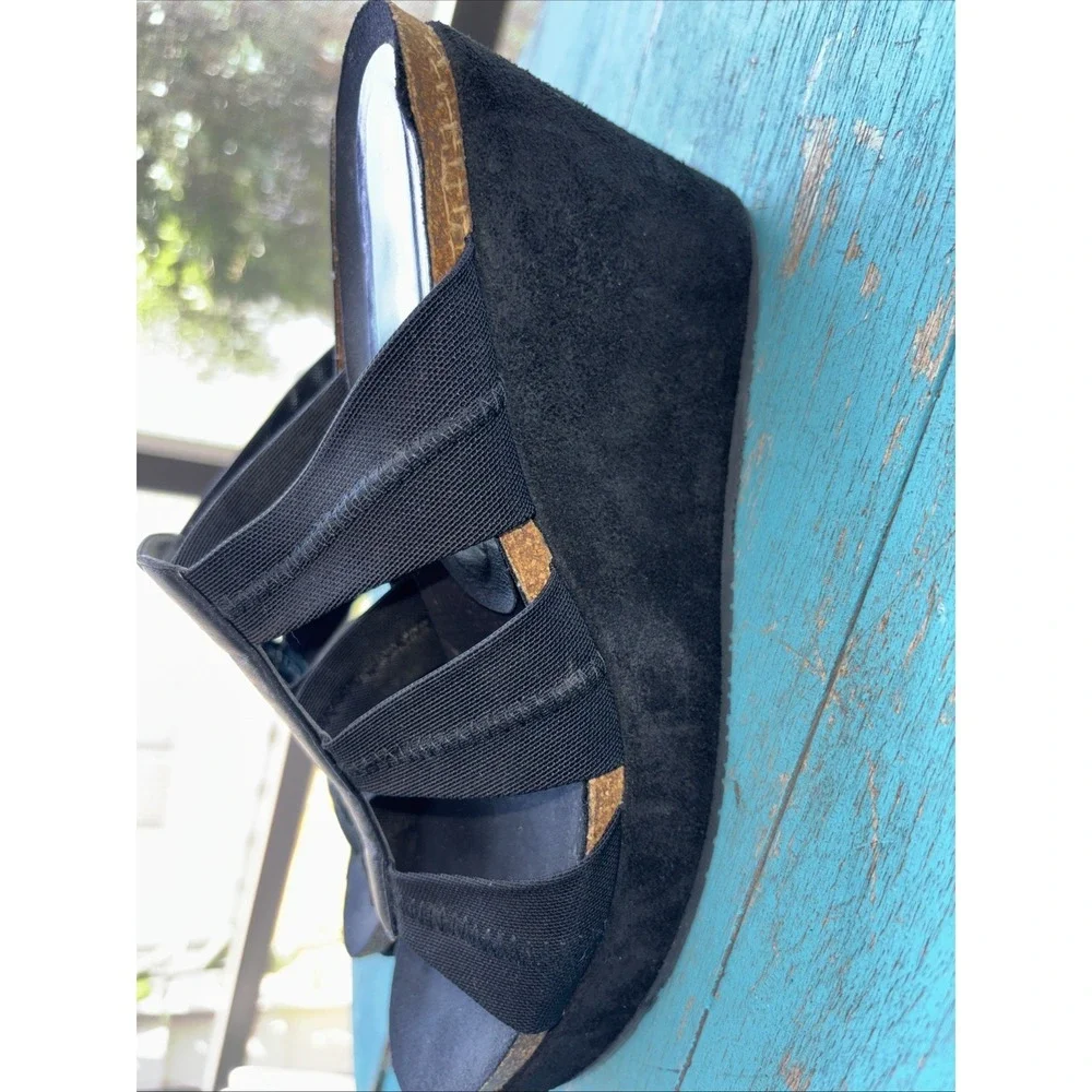 Donald J. Pliner Womens Belle S4 Slip On Black Suede Wedge Sandals 9.5 M
